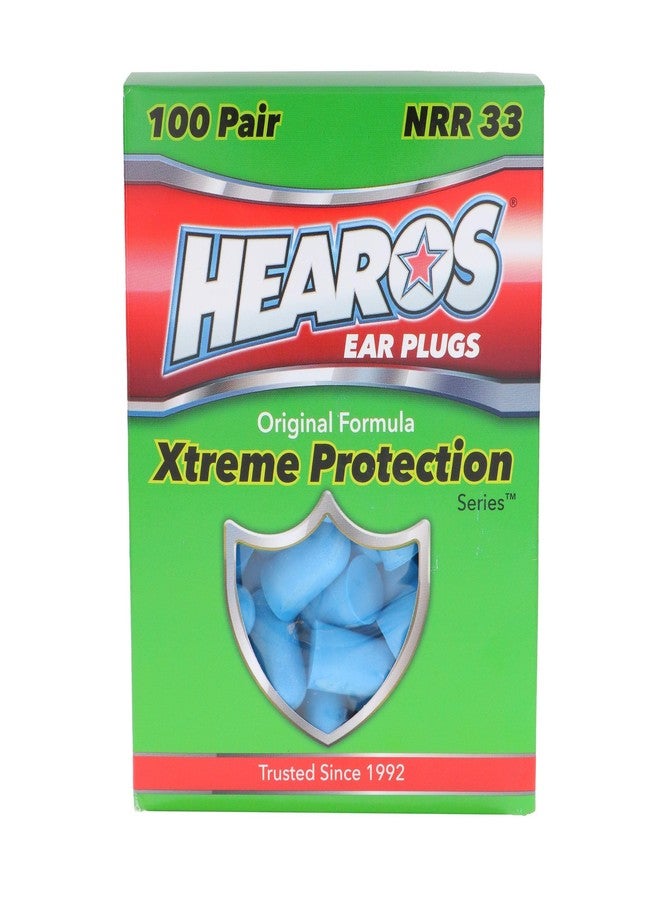 HEAROS Xtreme Foam Earplugs, 33dB NRR Ear Plugs, 100 Pairs, Foam Ear Plugs Noise Reduction & Hearing Protection - Image 1